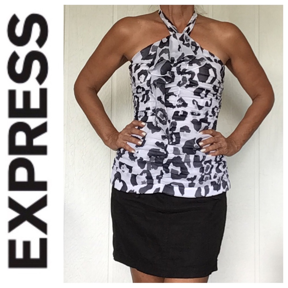 EXPRESS ANIMAL PRINT HALTER TOP SMALL
